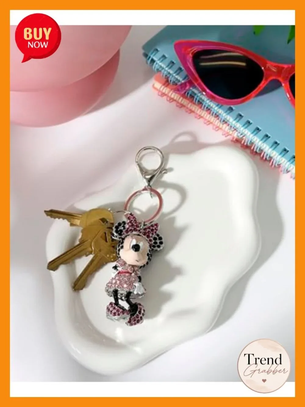 Disney Keychain Pave Crystal Official License Marie Winnie the Pooh Bag Charm